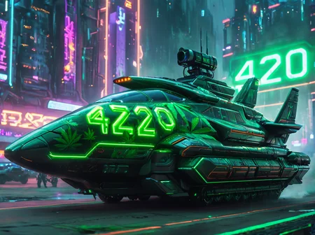 masterpiece,high quality,
420futurism,    <lora:420FuturismXL:0.8>
spacecraft,from behind, vehicle focus, , aircraft, cloud, no humans, military, flying, military vehicle, "420" text,futuristic,cyberpunk.neon light