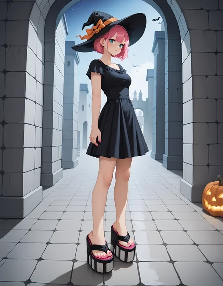 score_9, score_8_up, score_7_up, score_6_up, source_anime,
halloween scene, (from above:0.6), (from side:0.75),
foot focus, perfect feet,
1girl,
standing, feet apart,
dungeon, night dark, fog,
lag00na platform flip flops, (platform footwear:1.3), pink toenail polish,
embedding:zPDXLrl ,
embedding:zPDXL2 ,