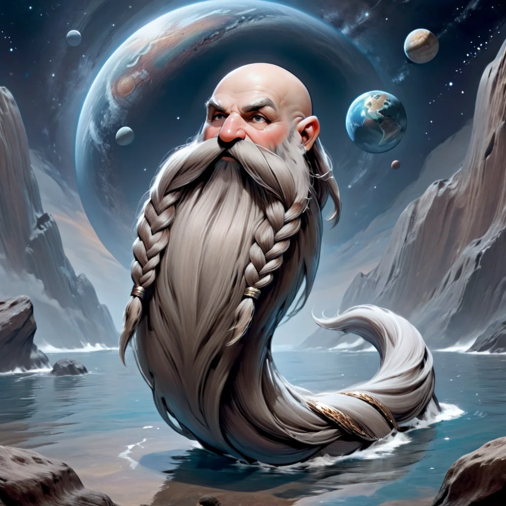 Harry_Dwarf, full body, long Silver beard, braided moustache, bald, bangles, <lora:Harry_Dwarf_1.5:1>, Swimming rocky planet background, galaxy in sky <lora:add-detail-xl:0.8>