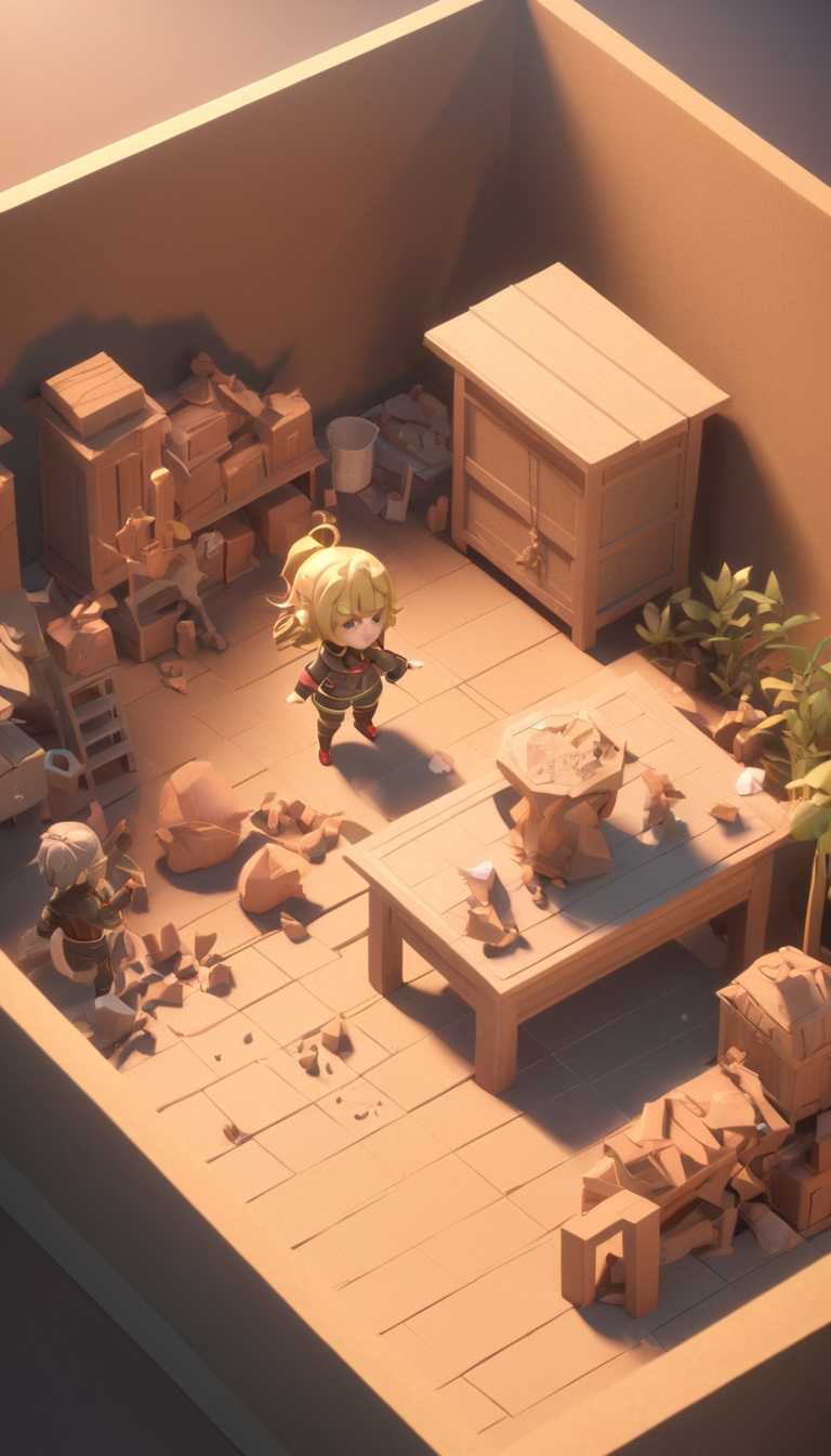 Tiny cute isometric Cinematic scene, hero view, Tanya Degurechaff, Youjo Senki <lora:tanya_degurechaff_xl_v6:1>, action pose, detailed background, masterpiece, best quality, high quality, highres, absurdres in a cutaway box, soft smooth lighting, soft colors, 100mm lens, 3d blender render