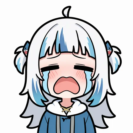masterpiece, best quality, good quality,
uohhhhhhhhh! \(meme\), streaming tears, tongue, crying, meme, =_=, open mouth, gawr gura, gawr gura \(1st costume\), 1girl, solo, long hair, blush, simple background, hair ornament, white background, blue hair, upper body, closed eyes, grey hair, ahoge, multicolored hair, virtual youtuber, hood, blunt bangs, tears, streaked hair, two side up, hoodie, transparent background, hood down, blue hoodie, shark hair ornament,
<lora:uoh_ill_v1:1>