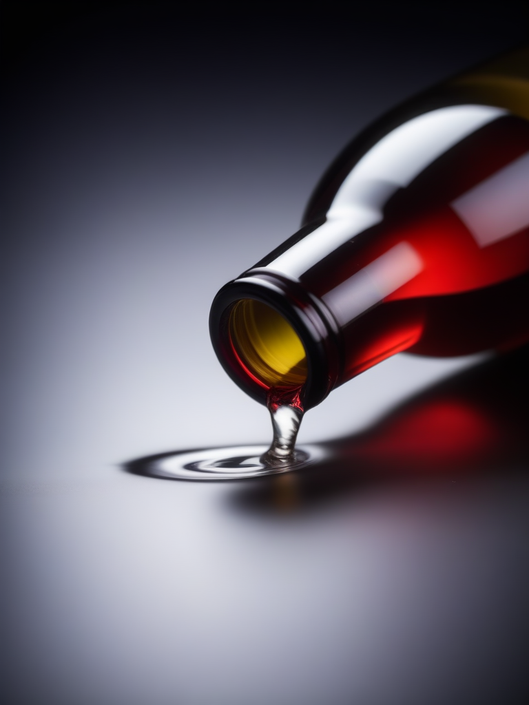 realistic  cinematic photo, source_science. still life, cracked broken wine bottle, spill
 fixl-art