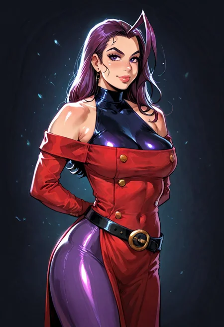 ((score_9_up, score_8_up, score_7_up)),hentai style,anime style)),(photo realistic),(((devilHS))),[neisan,reiq],[melkor mancin],score_9, score_8_up, score_7_up, score_6_up, SunsetRiders7 art style, 1 female, solo, standing, perfect face, Science Lab background,
BREAK 
<lora:PONYXL_StreetFighter_Rose_ownwaifu:1>, BREAK MainOutfit_Rose_ownwaifu, 1girl, hagoromo, hair slicked back, huge ahoge, long hair, purple eyes, purple hair, single hair intake, yellow scarf, bare shoulders, shoulder cutout, clothing cutout, halterneck, lips, turtleneck, makeup, off shoulder, scarf, belt, off-shoulder dress, red dress, detached sleeves, lipstick, jewelry, pantyhose, nose, leotard, antenna hair, cleavage, loose belt, long sleeves, side slit, buttons, purple pantyhose, covered collarbone, sidelocks, asymmetrical hair, brown belt, impossible clothes, long dress, flipped hair, forehead, narrow waist, skin tight, belt buckle, sleeveless turtleneck, thick thighs, bodysuit, purple bodysuit, red dress, side slit, black leggings,
<lora:add-detail-xl:0.15>,
cowboy shot,
smile, seductive, horny, rating-explicit, Expressiveh,
[devilhs],(chainsawman),[melkor mancin],(perfect face)big firm perky breasts,(voluptuous wide hips,bottom heavy,large ass),thigh_highs,shiny skin,bored,cold stare,arrogant,focus ass
slender body, large ass, round ass, high detail, perfect face, very close-up, looking at the viewer, magnificent,
(ultra HD quality details), perfect eyes, perfect face, detailed face, face focus, 
((medium breasts,huge ass:1.2)),(small waist:1.3),(voluptuous curvy body,large plump wide hips,thick thighs:1.4), bulging nipples, erect nipples,smiling,