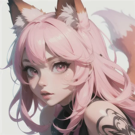 masterpiece, best quality, fox, large eyes, (cartoon), upper body, splashing, abstract, psychedelic, (neon:0.8), extremely detailed, (white background:1.3), ink, (creative:1.3), intricate detail, (pretty face), dynamic lighting, natural lighting, (pink:1.3), photorealistic, sy3 <lora:Sy3:0.35> <lora:ink-0.1-3-b28-bf16-D128-A1-1-ep64-768-DAdaptation-cosine:1>