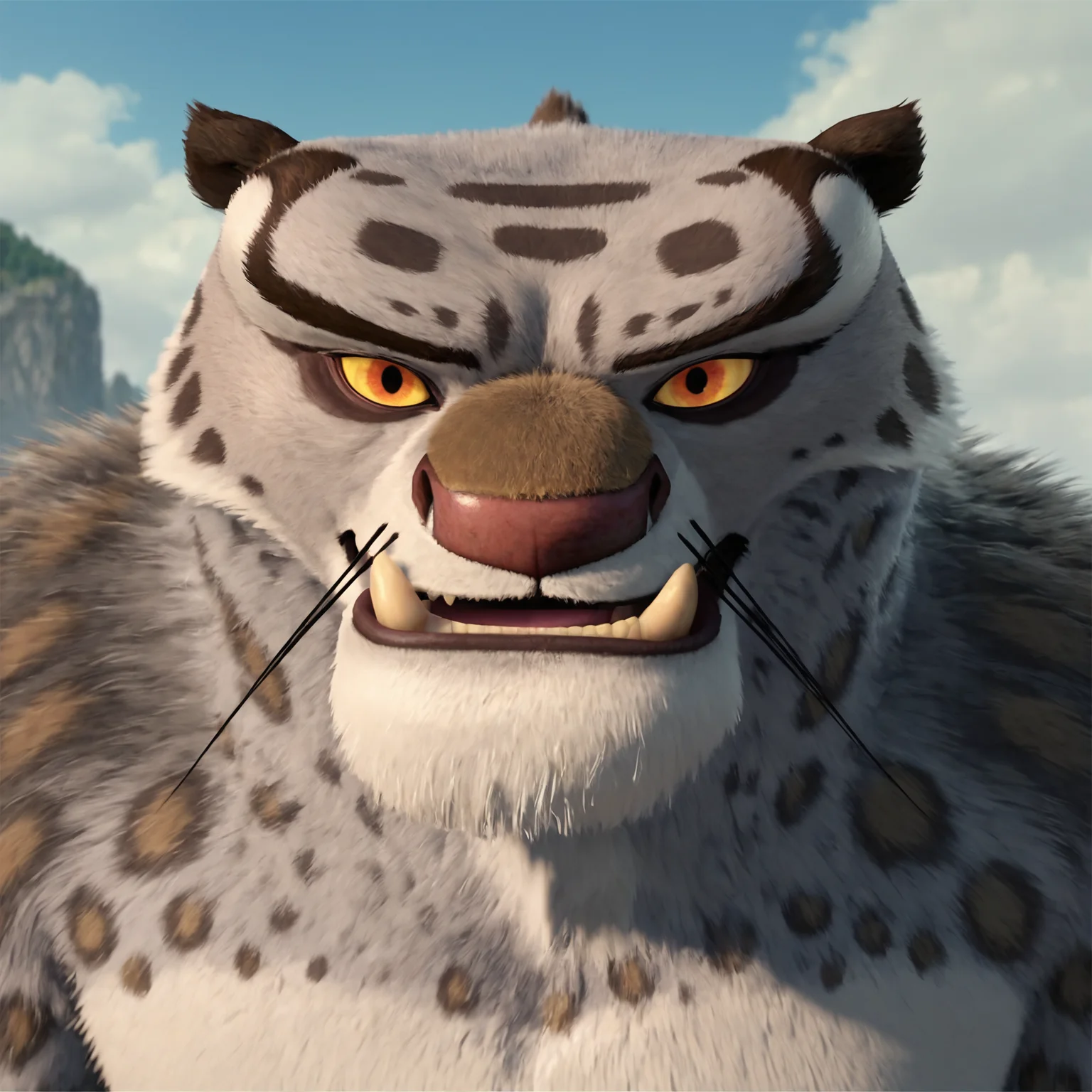 <lora:DreamWorks_Furry_Mix:0.7>, score_9, score_8_up, score_7_up, score_6_up, BREAK
source_furry, TaiLung, 1boy, close up on face, (front view:1.2), looking at viewer, smile, perfect face