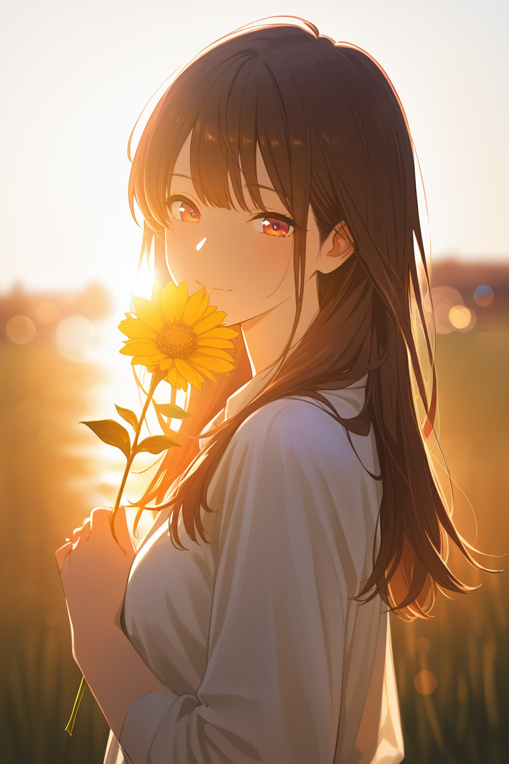 masterpiece, best quality, absurdres, safe
1girl, looking at viewer, holding flower,
backlighting, bokeh, lens flare,
<lora:backlighting_il_2_d16:1>