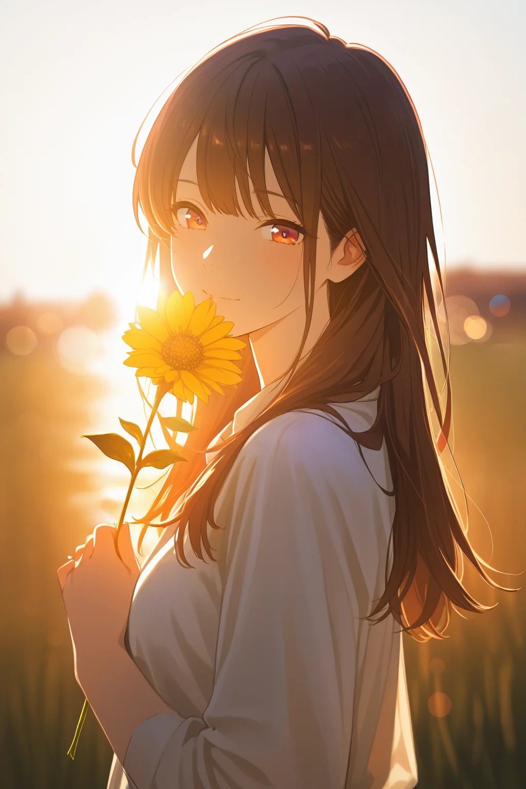 masterpiece, best quality, absurdres, safe
1girl, looking at viewer, holding flower,
backlighting, bokeh, lens flare,
<lora:backlighting_il_2_d16:1>