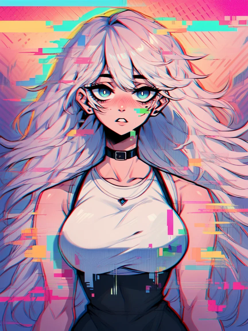 score_9, score_8_up, score_7_up, score_6_up, score_5_up, score_4_up, <lora:gl1tchXLP:1> gl1tch, 1girl, glitch, large breasts,