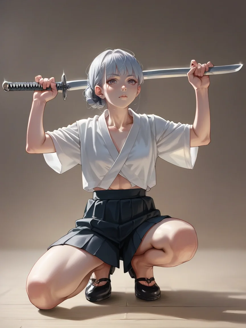 score_9, score_8_up, score_7_up, score_6_up, score_5_up, <lora:n1nj4squatXLP:0.8> n1nj4 squat, solo, 1girl, source_anime, holding sword,