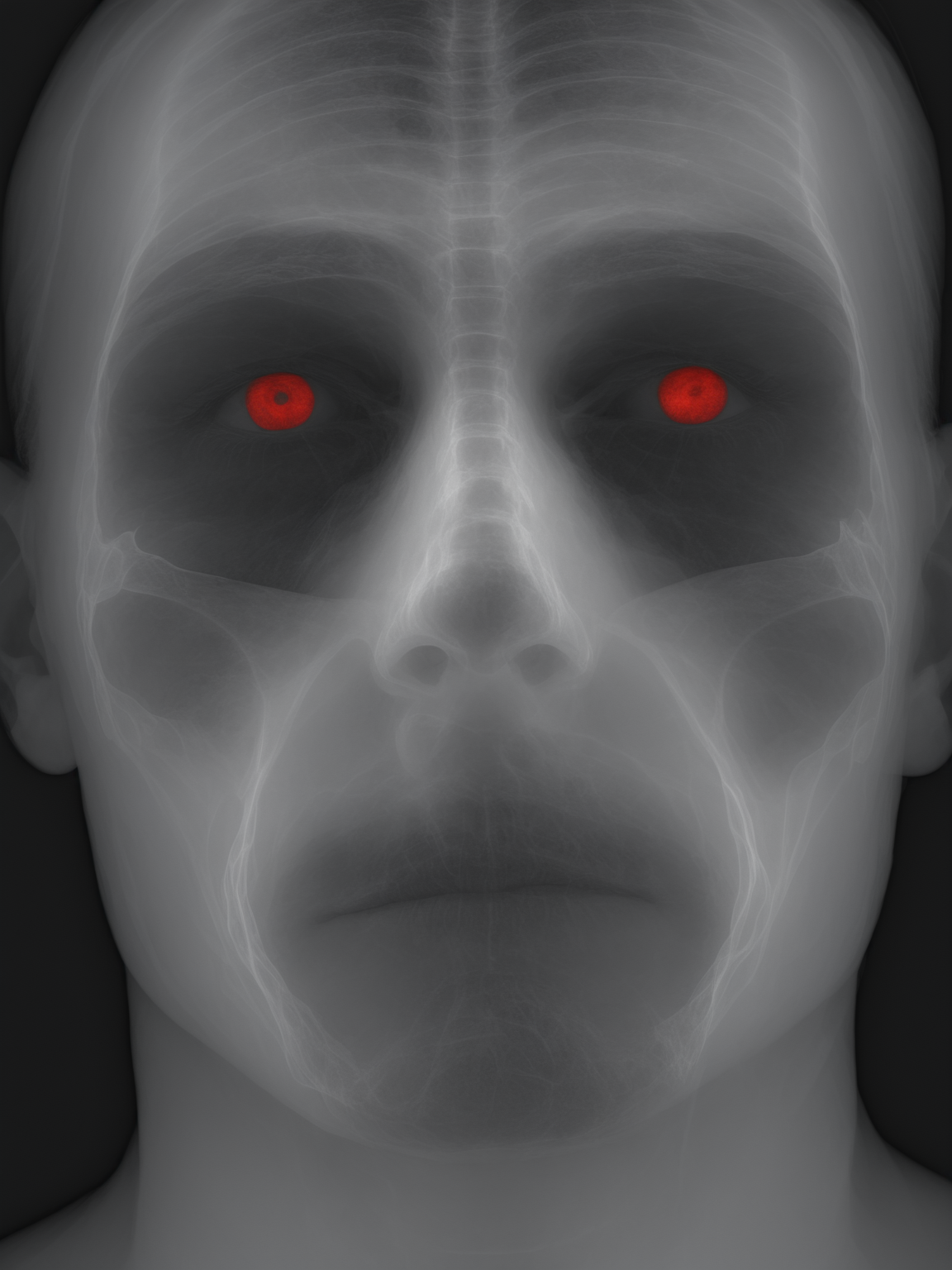x-ray, face closeup of Italian man, (yamer_xray), (serious man face:0.4), muscular body, bones, (shot from distance), x ray, red eyes, (gorgeous:1.2), detailed face, dark theme, Night, soothing tones, blood on face, high contrast, full body, (natural skin texture, hyper realism, soft light, sharp), <lora:Yamer X-RAY:1>