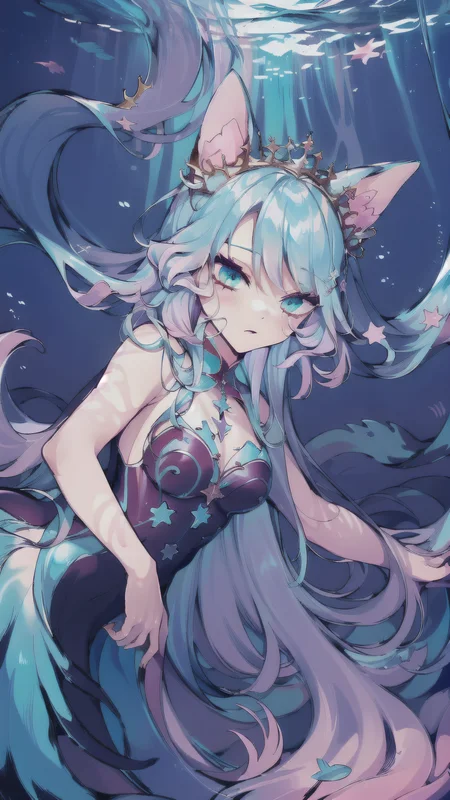 pixel-Silvervale <lora:silvervale-LoRA:0.75>, 1girl, masterpiece, best quality, underwater, underwater background, ocean floor <lora:ORIHARA:0.75>