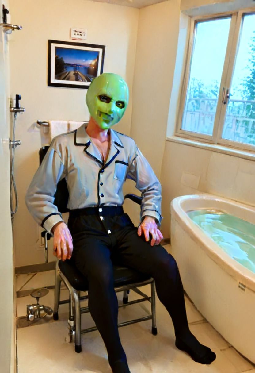 TheMask1024,, realistic,solo,male focus,,pajamas and black shorts,sitting on student chair,,Proud and tired face
Boy wearing socks ,so cute ,so sweet,
smooth top of head,1boy,,,
AmericanHeritage-Pos,photo,hxy_chair,JMF, scenery, window, faucet, bathtub, bathroom, indoors, tile wall, tiles,