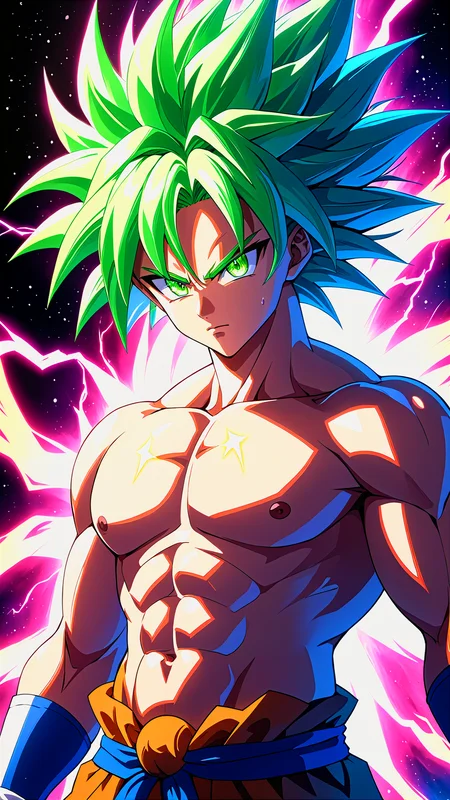 (Broly the legendary super saiyan) with green hair, realistic photo, (raw photo of Broly cosplay), legendary super saiyan, broly from dragon ball super Broly, (Broly super saiyan transformation), Broly in rage mode, (Goku ultra instinct, Vegeta ultra ego), ((green hair, upper body)), ultra instinct, dbz style, jjba style, death note style, ultra detailed artistic abstract photography of super sayan god, detailed captivating eyes, asymmetrical, electricity hair, color exploding, highly refractive skin, Digital painting, colorful, volumetric lighting, 8k, by Cyril Rolando, by artgerm, Trending on Artstation, 16k resolution, High definition, detailed, realistic, 8k uhd, high quality, dragon ball super style, cosmic body, vaporwave style, (super saiyan aura around body), Toei animation style, Studio Ghibli style, dbz style, hyper realistic