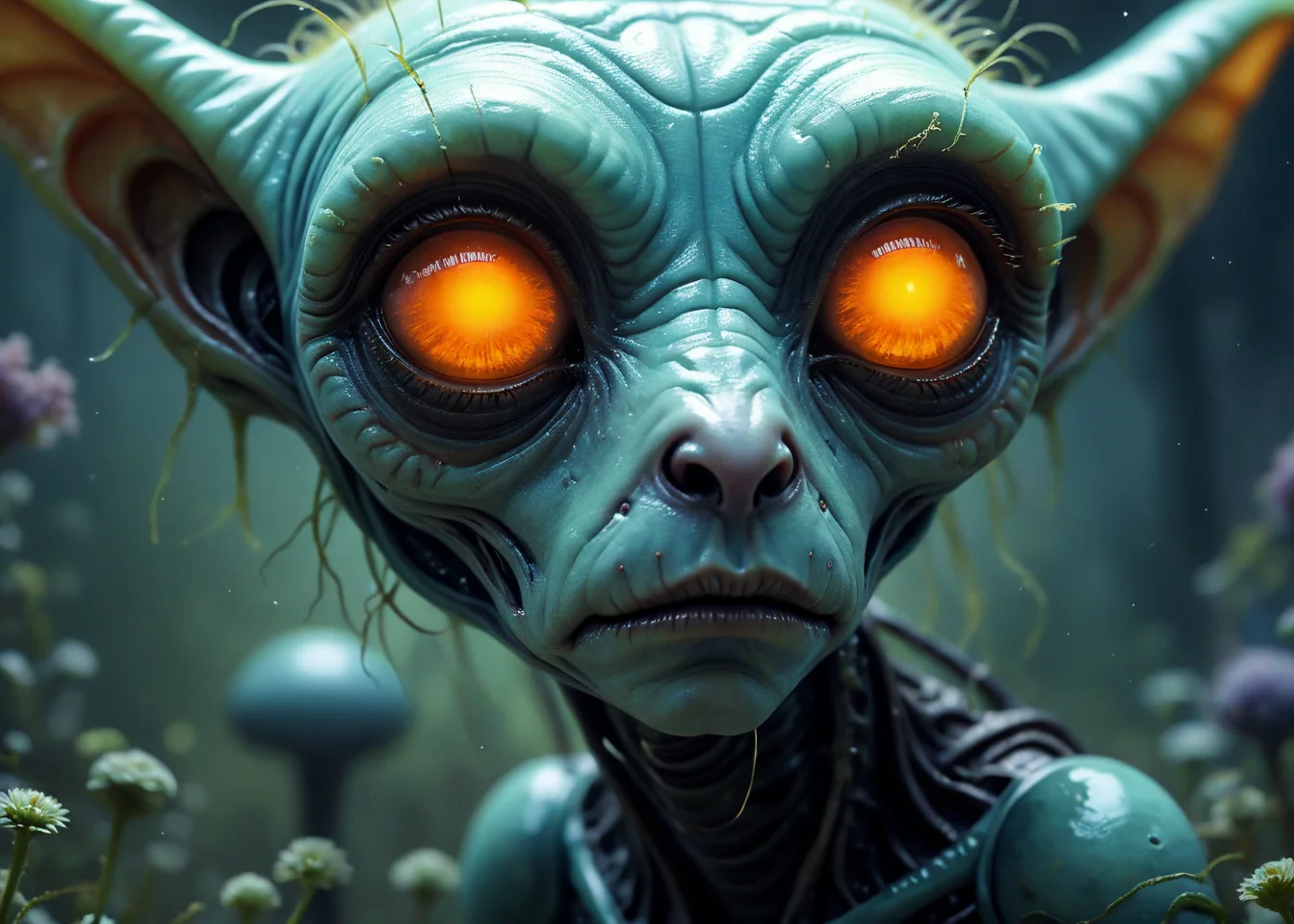 xslx, surrealism, pale sad female alien species face, highly detailed, Monstrous, moody lighting, fluorescent orange, eerie, pristine, serene <lora:fx-01:1.25>  <lora:surrealism-v1:1>  <lora:alien-species:.4>