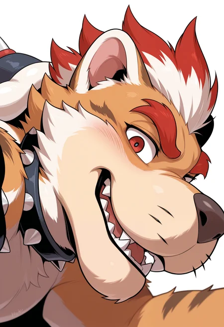 masterpiece,best quality,amazing quality, 1boy, solo, m30ws3r, furry male, close up, red eyes, looking at viewer, side angle,