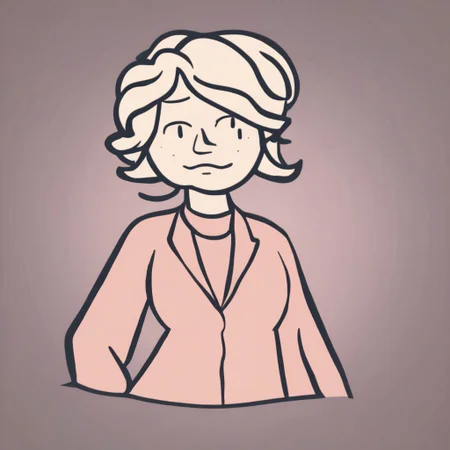 woman big breasts cartoon style outlines flat colors