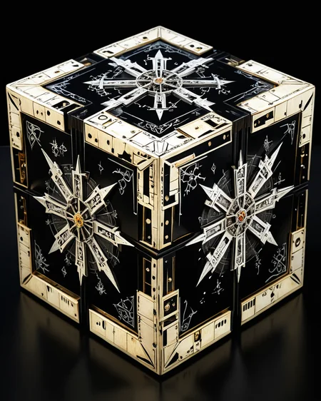 hellraiser puzzle box, black background, <lora:add-detail-xl:1.0>, <lora:xl_more_art-full_v1:0.4>, <lora:John Berkey Style:0.4> John Berkey Style page