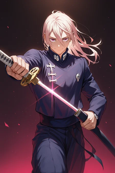 masterpiece, best quality, absurdres, safe,
1boy, hiruhiko, long hair, pink eyes,
smile, standing, outstretched arm, unsheathing, (holding sword:1.2)
<lora:kagurabachi_il_1_d16:1>