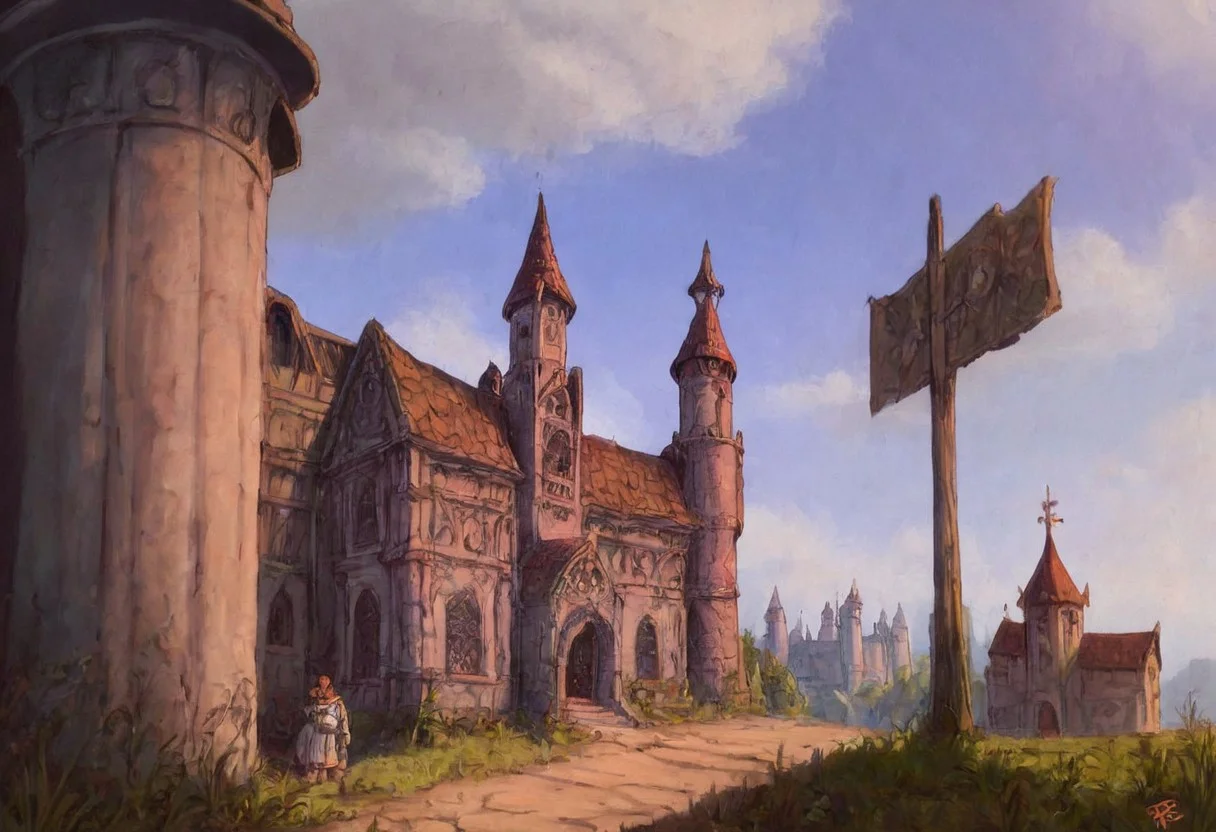 score_8_up. score_7_up, score_9, uncensored, 33dotdot, 33DOTDOT, mirham, hdr, hd, hyper realistic, simple background, navel, vintageillustration, comic,
outdoors, castle, medieval city, rich castle, rich city, medieval time,
darkly, gloomy,
interesting view, interesting angle,