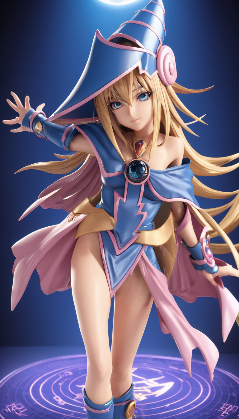 professional 3d model Cinematic scene, hero view, Dark Magician Girl, Yu-Gi-Oh! <lora:dark_magician_girl_xl_v4:1>, action pose, detailed background, masterpiece, best quality, high quality, highres, absurdres . octane render, highly detailed, volumetric, dramatic lighting