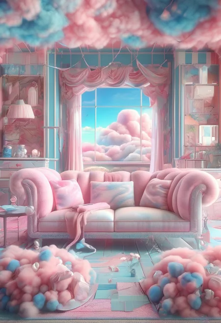 (anime), pink snake, cottoncandy, no human, (masterpiece), score_9