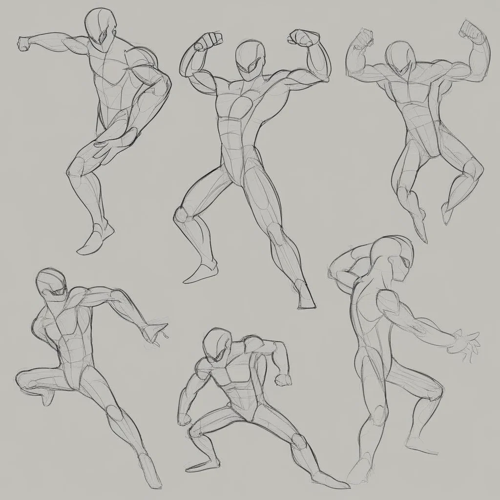 super dynamic character poses, random poses and angles, 4 poses, male focus, clearly defined masterpiece body posing, clean sketches, line art,