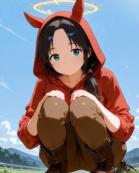 IllusP0s, PonyScores7, source_anime, ah1, IllustriousQual, interesting, exciting, spectacular, wonderful, <lora:Idolmaster_Styles_-_Idolmaster_Classic_-_PonyXL:0.5>, <lora:Idolmaster_Styles_cinderella_girls_u149_-_PonyXL:0.5>,
BREAK (Ground level, (from front), focus on feet),
BREAK 1girl, (curvy), <lora:Ebihara_Naho_illustrious:0.8> Ebihara, skindentation, <lora:shinyskin2:0.2>, glistening skin,
BREAK long hair, (black hair:1.4), (parted hair), parted bangs, low ponytail, <lora:hairdetailpxl:0.2>, hairdetailpxl,
BREAK (green eyes), (downturned eyes:1.4), <lora:expressive eyes:0.2>, expressive eyes, <lora:eyedetailpxl:0.2>, eyedetailpxl, <lora:Eyes_High_Definition:0.2>, EyesHD,
BREAK ((Enigmatic, Mysterious, puzzling)), <lora:Expressive_H:0.2>, Expressiveh, <lora:Emotional_Anime_Expressions_PonyXL_Concept:0.2>, emotional, <lora:Best_Facial_Expression_LoRA_PONY:0.2>, looking at viewer, <lora:Detailed expressive EXEV style -XL Pony V1.0:0.2>, FaceDetail,
BREAK ((her hand is surrounded by a halo of purple light)),
BREAK (deepskyblue Brown horse jumpsuit with mane, horse head hood, brown leggings, brown boots),
BREAK (((rolling farmland under clouds))),
BREAK <lora:xl_more_art-full_v1:0.2>, <lora:aesthetic_anime_v1s:0.2>, <lora:EpicF4nta5yXL:0.2>, <lora:detailxl:0.2>, detailxl, <lora:Fant5yP0ny:0.2>, best quality, amazing quality, best aesthetic, absurdres, illustration, Volumetric_Lighting, ultra-detailed, very aesthetic, intricate details, 8k, masterpiece, best_quality
BREAK Stable_Yogis_PDXL_Positives, AS-Adult, <lora:Complicated fantasy portrait - XL Pony V2.0:0.2>, bad-hands-5, <lora:HDA_Detailer:0.3>,