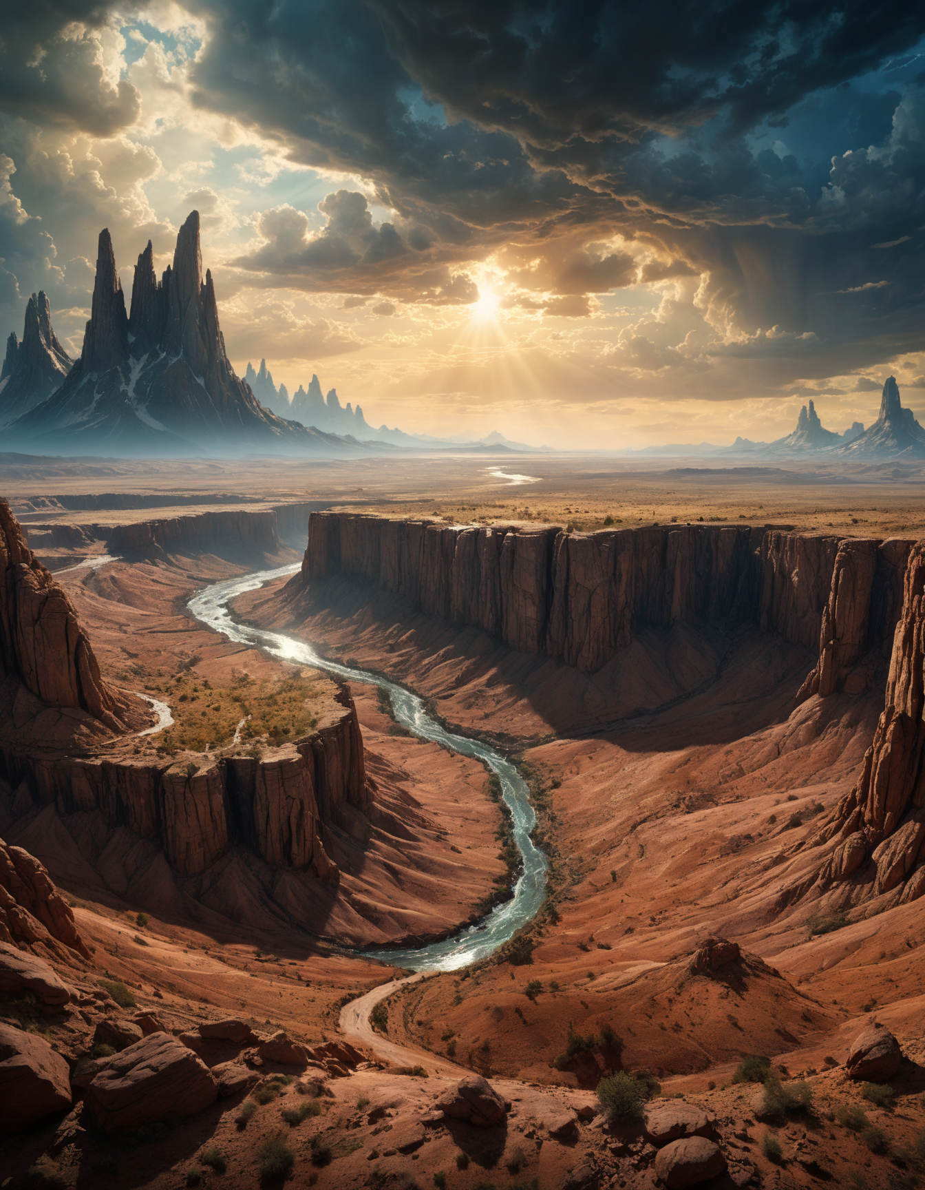 hyper realistic and highly detailed, by Alexandra Leese and Frank Miller, panoramic wide angle shot of an phenomenally beautiful otherworldly landscape scenery, award winning, film grain, dramatic lighting, movie still frame, depth of field,  (masterful, professional, intricate details, masterpiece, best quality:1.5)
<lora:add-detail-xl:0.5> <lora:xl_more_art-full_v1:0.5>
