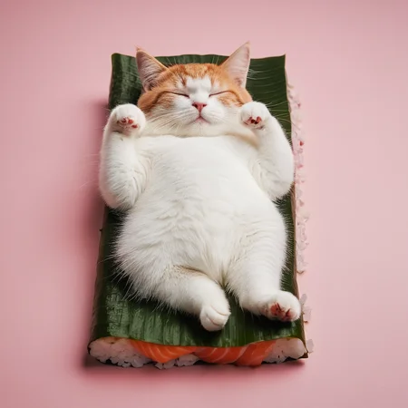 cinematic film still of <lora:Fine art photography style:1>
Juxtaposition of a cat is sleeping on a sushi bed:0.8 roll,simple background,closed eyes,lying,food,no humans,animal,cat,pink background,sleeping,realistic,animal focus,food focus,sushi,makizushi Juxtaposition,artistic,photography,dramatic light,dramatic shadow light,contrast,saturated color,cinematic,filmic,photographic,realistic,realism,perfection,perfect,Juxtaposed,opposite,different things,side by side,syncretism,antithesis,Juxtaposition style,makizushi , creative, photorealism, hyperrealism, Fine art photography style, Fine art cinematic photography style, Eerie, unsettling, dark, spooky, suspenseful, grim, highly detailed, shallow depth of field, vignette, highly detailed, high budget, bokeh, cinemascope, moody, epic, gorgeous, film grain, grainy