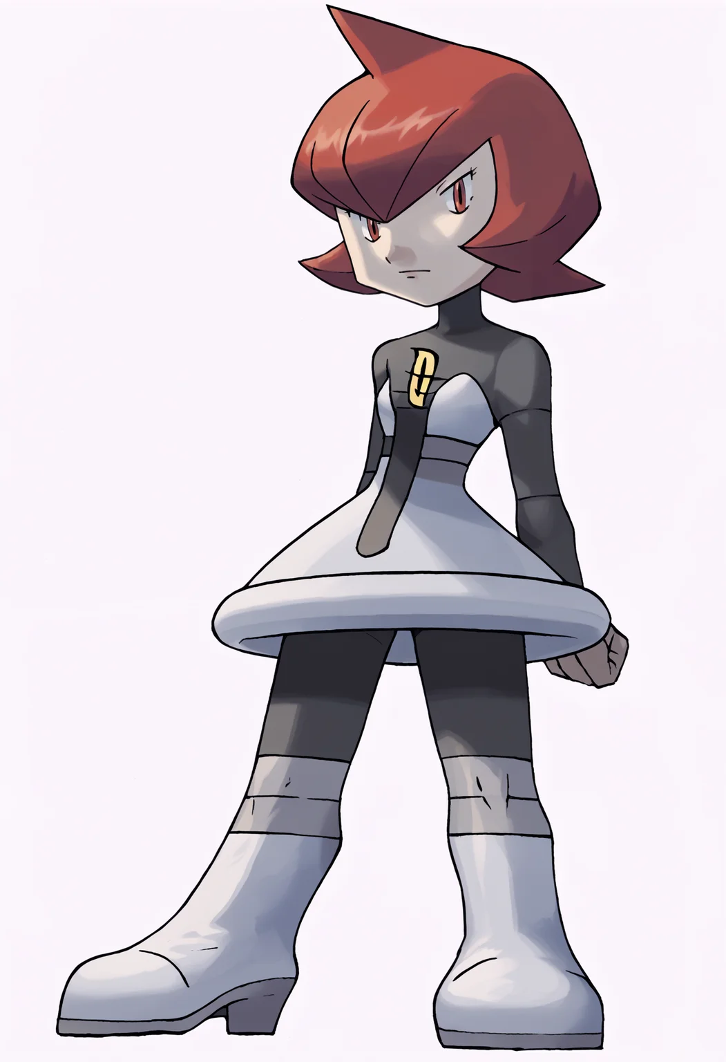 sugimori ken,
score_9, score_8_up, score_7_up, BREAK,
1girl, mars \(pokemon\), bangs, red eyes, red hair, short hair,
boots, grey dress, pantyhose, round skirt, team galatic uniform,
full body, standing, looking at viewer, solo, simple background, white background <lora:MarsPDXL_byKonan:1> <lora:KenSugimoriPDXLLocon_byKonan:1>