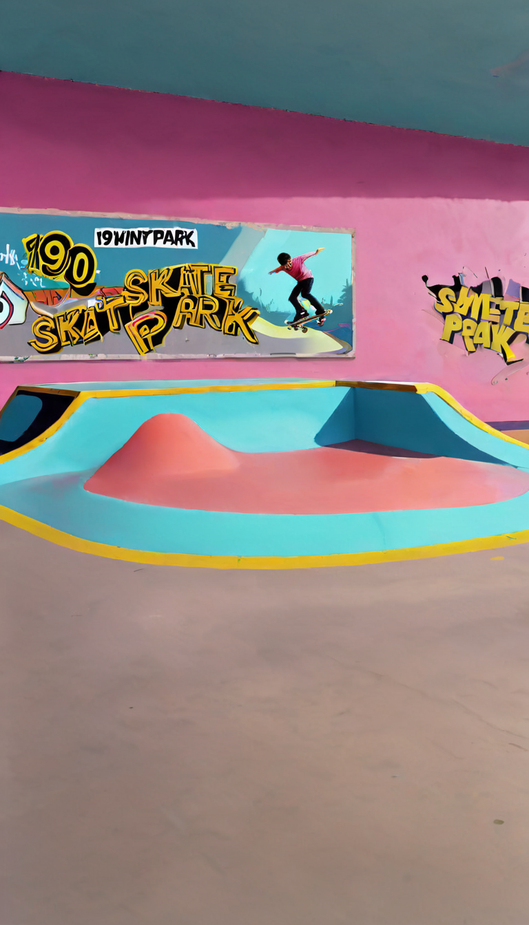 <lora:Everly_Heights_Backgrounds_New_Settings:1> A 1990s skate park, a painting, background art.