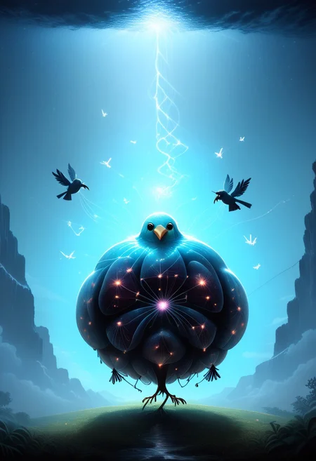 masterpiece, best quality, good quality, very awa, newest, highres, absurdres, ,score_9, score_8_up, score_7_up,
Giant translucent jellyfish drifting through the clouds, soft bioluminescent glow illuminating the mist, with tiny birds perched on its tendrils
<lora:illustriousXL_stabilizer_v1.23:0.3> <lora:NOOB_vp1_detailer_by_volnovik_v1:0.3> <lora:ponyv6_noobE11_2_adamW-000017:0.3> <lora:114558v4df2fsdf5:0.7> <lora:mon_monmon2133:0.6>