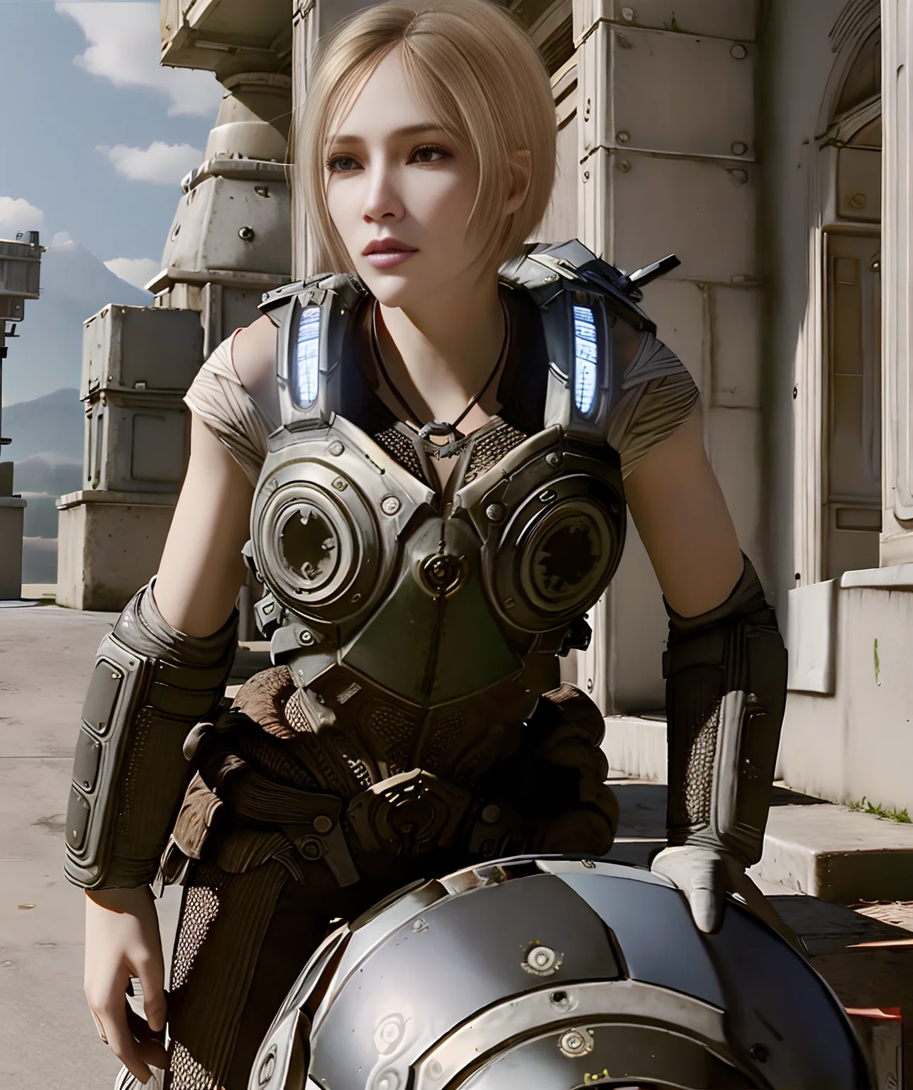 anya_stroud, natural color, standing, looking at camera, armor <lora:Anya_Stroud:0.85>