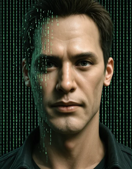 om0atrix0, 1boy, solo, male focus, realistic, glitch, text focus, code