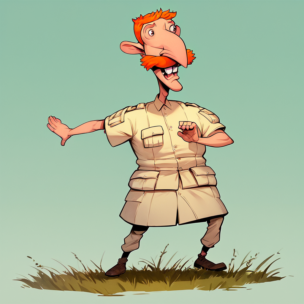 score_9, score_8_up, score_7_up, score_6_up, score_5_up,   <lora:nigelthornberryXLP:1> nigel thornberry, 1boy, mustache, orange hair, uniform, teeth, buck teeth, full body,