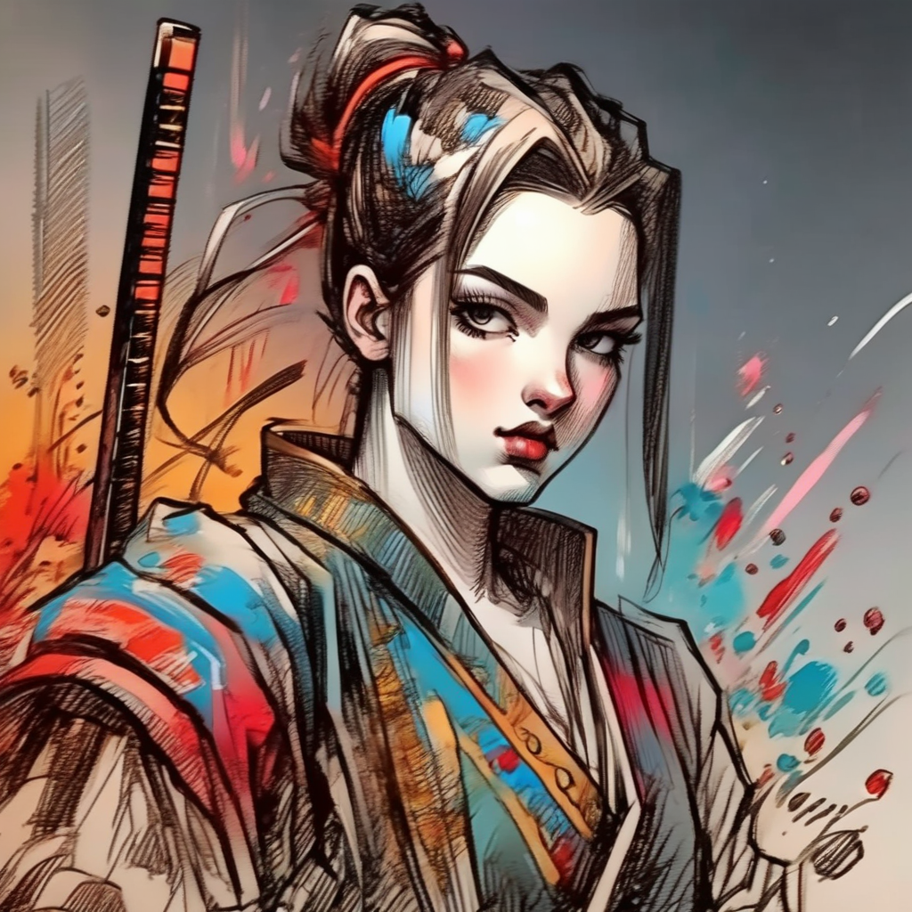 vextria samurai girl on the battlefield, colorful, very detailed <lora:vextria:1>