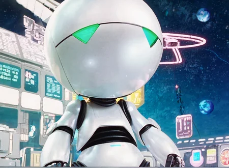 marvinbot, score_9, score_8_up, score_7_up, high quality, detailed, source_anime, masterpiece, robot, (number 42), anime,