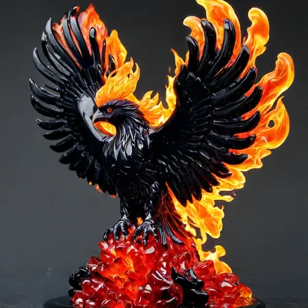 phoenix on fire made out of obsidian <lora:Obsidian SDXL:1>