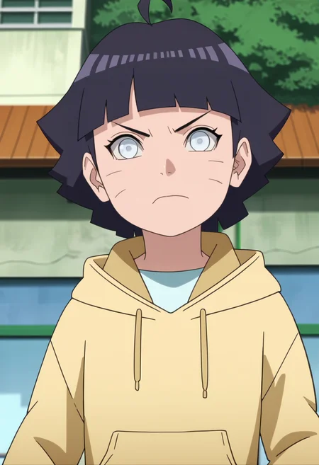 score_9, score_8_up, score_7_up, source_anime,anime screencap,anime coloring,intricate details,masterpiece,
uncensored,
himawari, 1girl, solo, bangs, blunt bangs, facial mark, ahoge, whisker markings, hoodie, yellow hoodie, short hair, black hair, long sleeves, purple hair,
looking at viewer, wide-eyed, white eyes, grey eyes, byakugan, veins, angry,
indoors, upper body, outdoors,
solo,
scenery,
<lora:Himawari_by_Nyx:1>