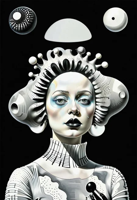 raw sketch of interwoven concrete cement pebbles cob cobblestone shell scales, by Bellmer, by Malevitch, by Kandinsky, Surreal psychedelic bizarre, psychedelic hallucination, pop surrealism, rough crosshatch drawing pop art Lunatic_Portrait of a young woman in latex Avant-garde Fashion page, slick back, low bun, black makeup, sinister expression, intense glare, (melting flesh covered in moss, rot, mold, bubbles, droplets:1.5), avant-garde, abstract, weird, geometric, constructivism, suprematism, rayonism, verticism, lineism, tj