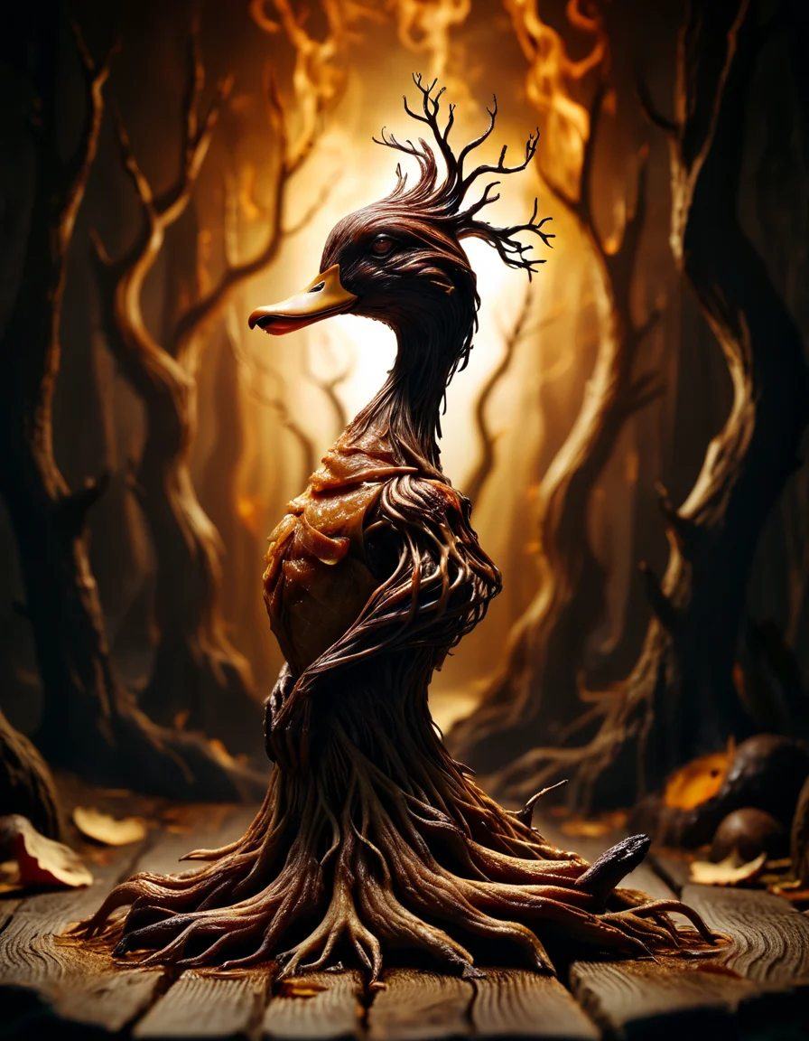Hateful roots, made of ral-roasted, Swirling, Duckcore, grim, <lora:ral-roasted-sdxl:0.8>, ambient illumination, dramatic, perfect symmetry, shiny, perfect background, rich deep colors, creative, polished, sunny, dynamic dramatic atmosphere, vibrant