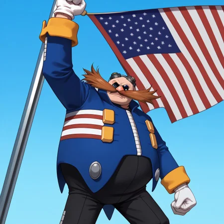 score_9,  score_7_up, BREAK,
eggman, gloves, white gloves, mustache, facial hair, eyewear, goggles, goggles on head, fat, fat man, bald,
<lora:assassinationattemptv1:1>, assassinationattempt, american flag, flag, 1boy, blue sky, arm up, clenched hand, (blood on face), solo, pole,