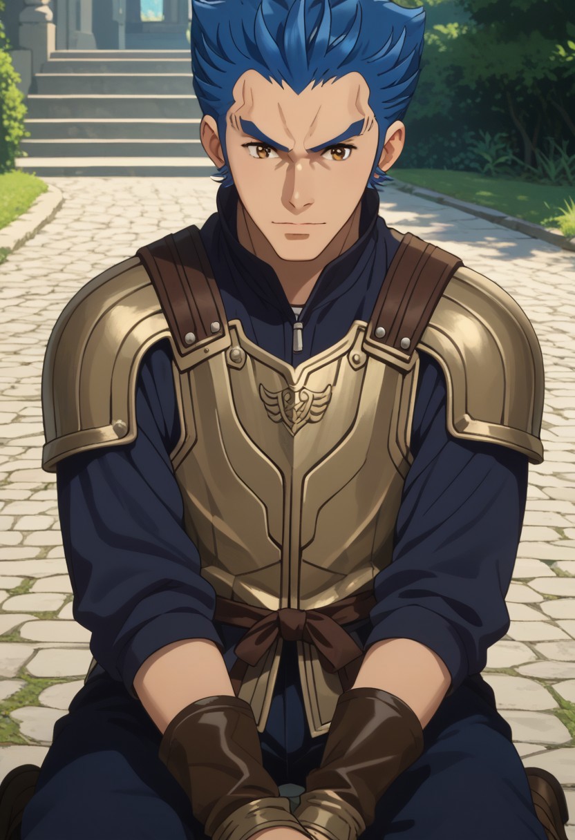 score_9, score_8_up, score_7_up, source_anime, rating_safe, Gunook, 1boy, male focus, anime screencap, light brown armor, light brown forearm-armor, light brown pauldron, dark blue pants, brown boots,