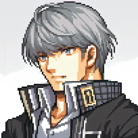 score_9, score_8_up, score_7_up, source_anime, fegbaportraits, portrait, white background, solo, male focus, 1boy, narukami yu, grey hair, grey eyes, school uniform, black jacket, open jacket, long sleeves, white shirt, collared shirt <lora:zs_FEGBAPortraitsXL:1> <lora:persona4_yunarukami_ponyXL:1>