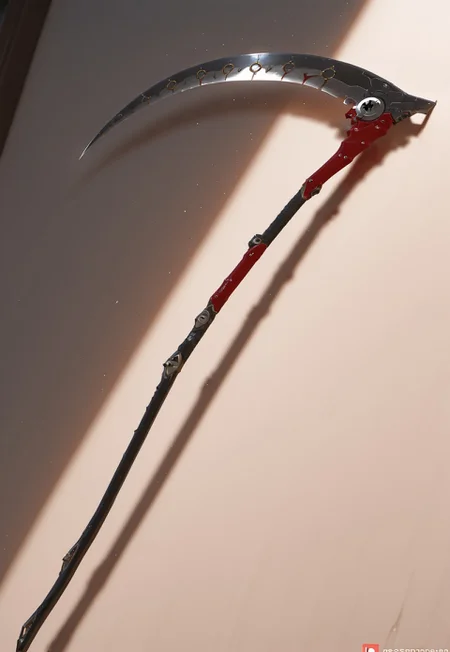 scythe weapon, scythe in front of you, perfect construction weapon, sharp blade, very detail weapon, BREAK, Hanging on the wall, perfect metal details, shiny blade, light on weapon, 3D, no person, ((no logo, no patreon logo)),
HDR, 8K, high contrast, masterpiece, best quality, amazing quality, very aesthetic, high resolution, ultra-detailed, absurdres, perfect lighting, photorealistic, volumetric lighting, dramatic shadows, cinematic lighting, (sharp image), safe, BREAK, scenery, realistic/anime, (perfect anatomy, perfect hand anatomy, perfect face anatomy, perfect eyes anatomy, perfect mouth anatomy), perfect lighting, (sharp image), (dynamic poses), perfect anatomy, Focus face, lazyneg, RevScythe, SDXLposXL,