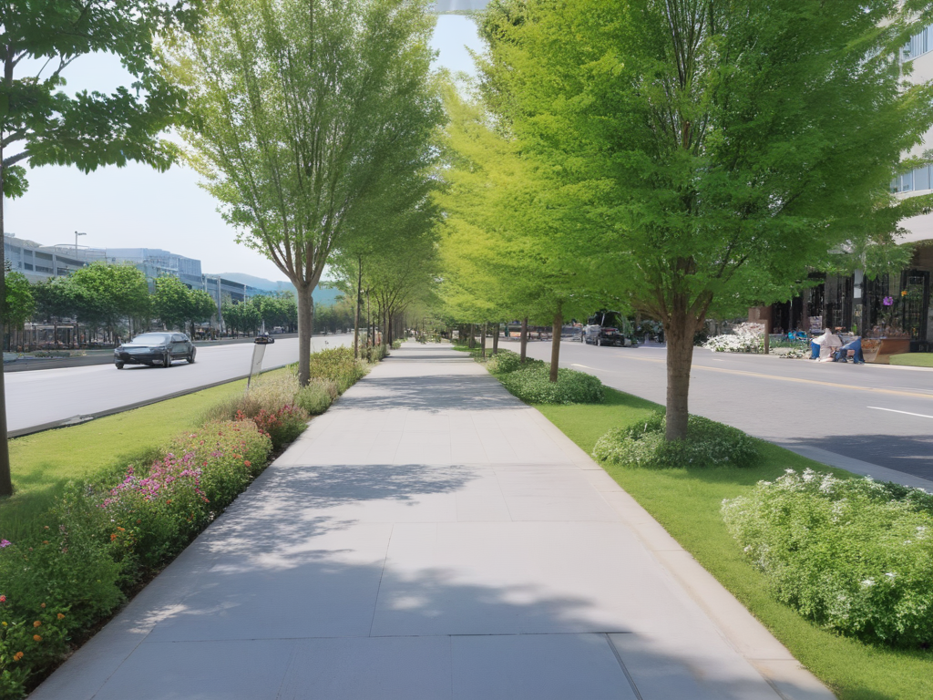 <lora:JJsStreetScape_XL:1> , ((StreetScape)),masterpiece , best quality, Landscape, scenery, outdoors, (sidewalk),  (pavement)ãbuilding, tree, sky, real world location, grass, bush, flower, city, lawn, bench,day, RAW photo, subject, 8k uhd, dslr, soft lighting, high quality,  road,traffic light, concrete,car,