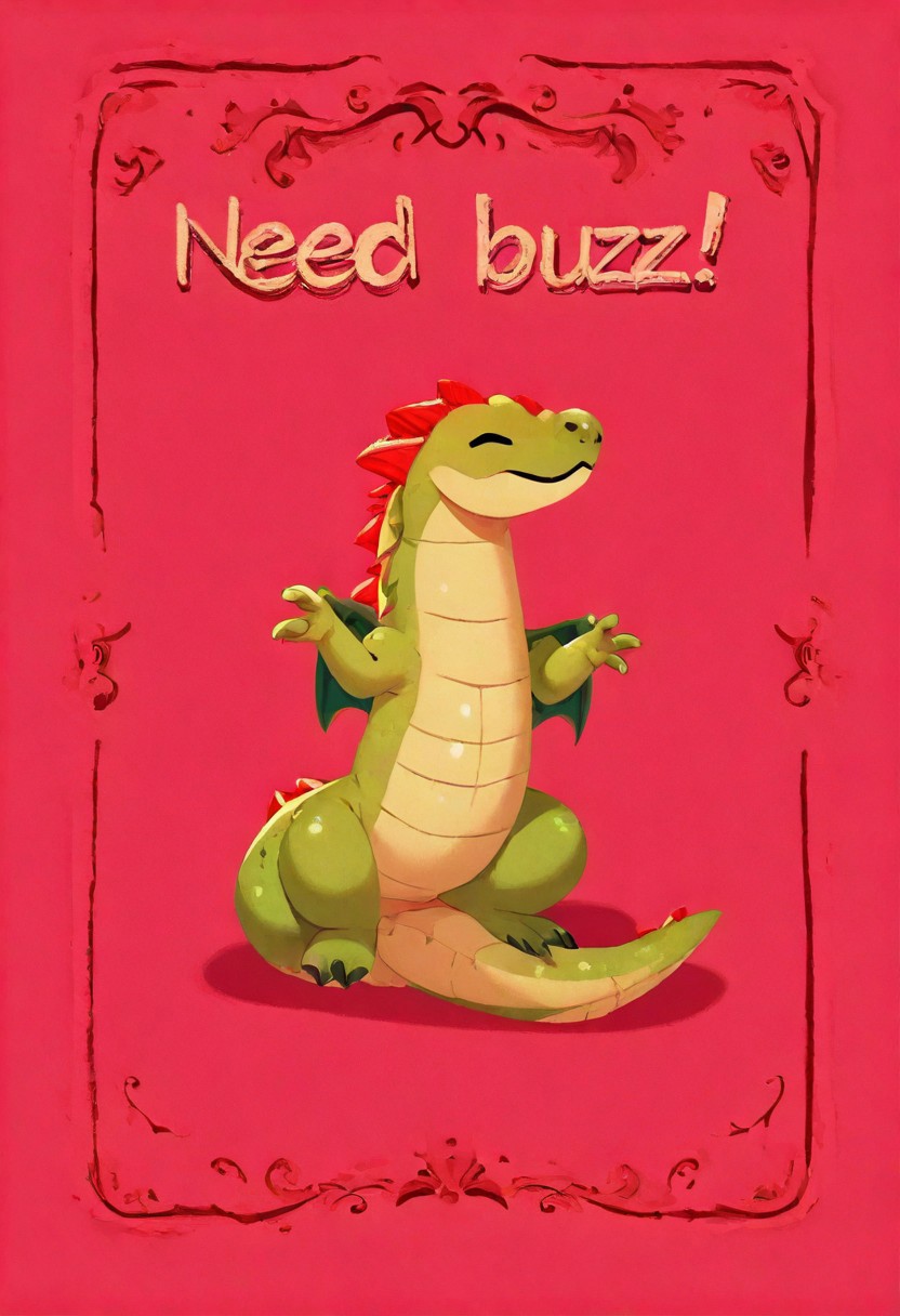 best quality, amazing quality, very aesthetic, absurdres, high quality, masterpiece, source anime, 
baby dragon, sleeping, 
pikaole, cute, animal focus,
need_buzz, sign that says "Need Buzz",
cavern, detailed background,