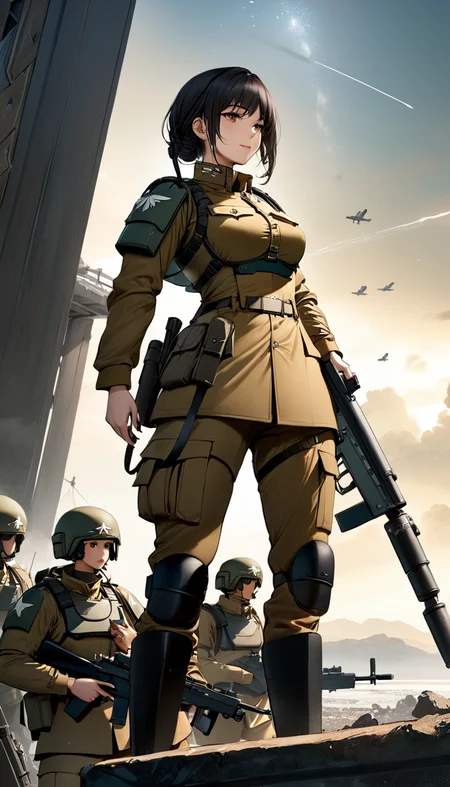 breathtaking Female soldier, astra militarum, scenery, detailed background, masterpiece, best quality, high quality, absurdres <lora:astra_militarum_xl_v1:1> . award-winning, professional, highly detailed