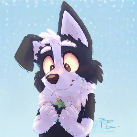 mackenzie_(bluey), male, border collie, one flopped ear, puppy, dog, anthro, smaller body, detailed face, solo, perfect proportions, equal proportions, detailed eyes, perfect eyes, perfect paws, perfect tail