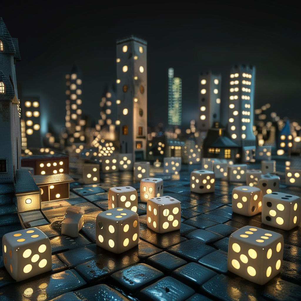 dice city ââat night<lora:dice:1>